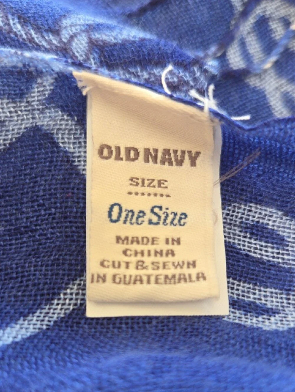 Old Navy Oversize Blue Patterned Fringe Scarf